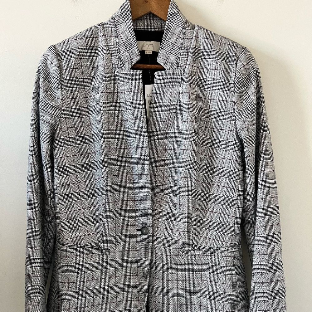 Ann Taylor/LOFT Outlet Red & Black Plaid Blazer Size 4